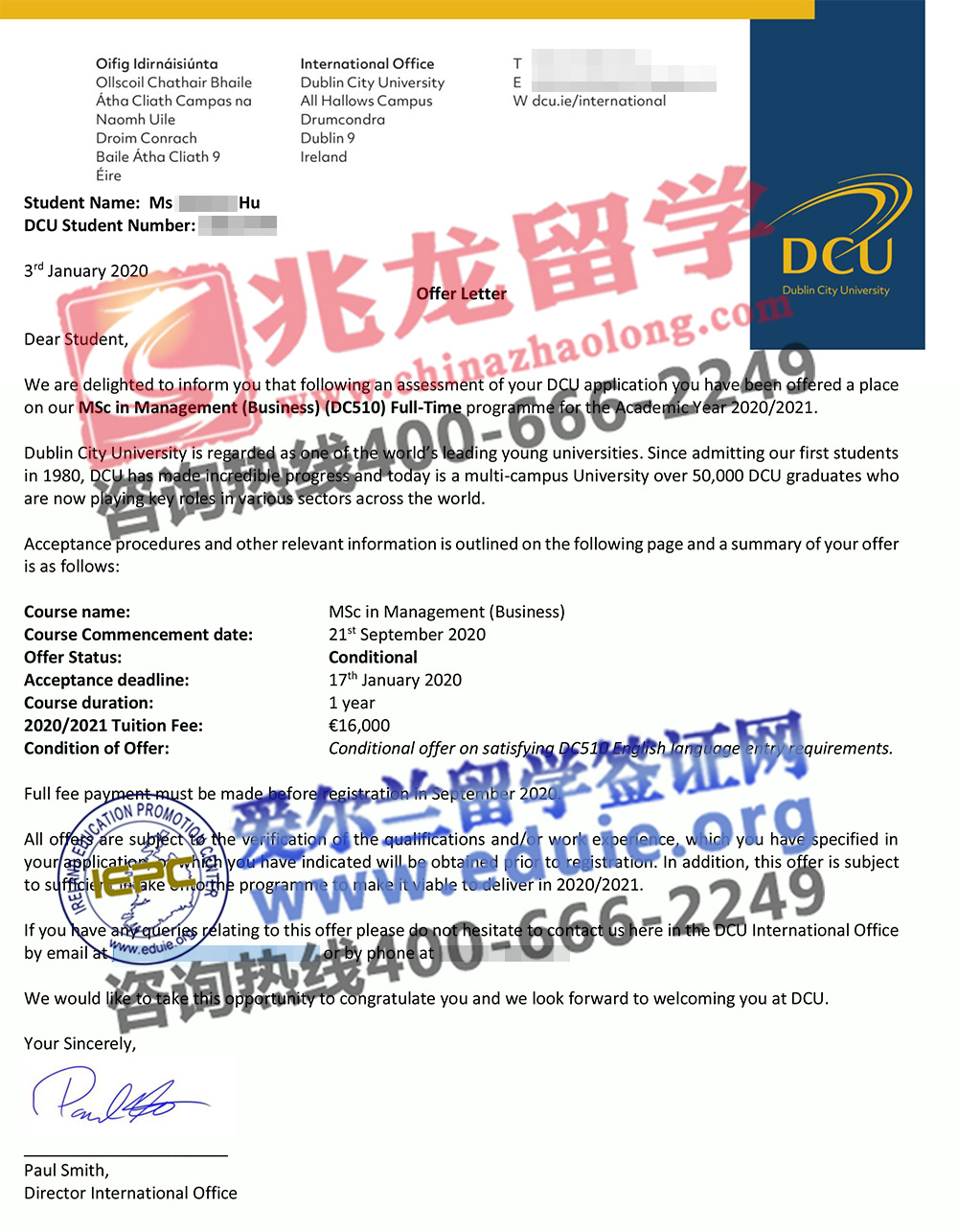 胡yanhua-都柏林城市大学-管理学-有条件offer-北京兆龙留学.jpg