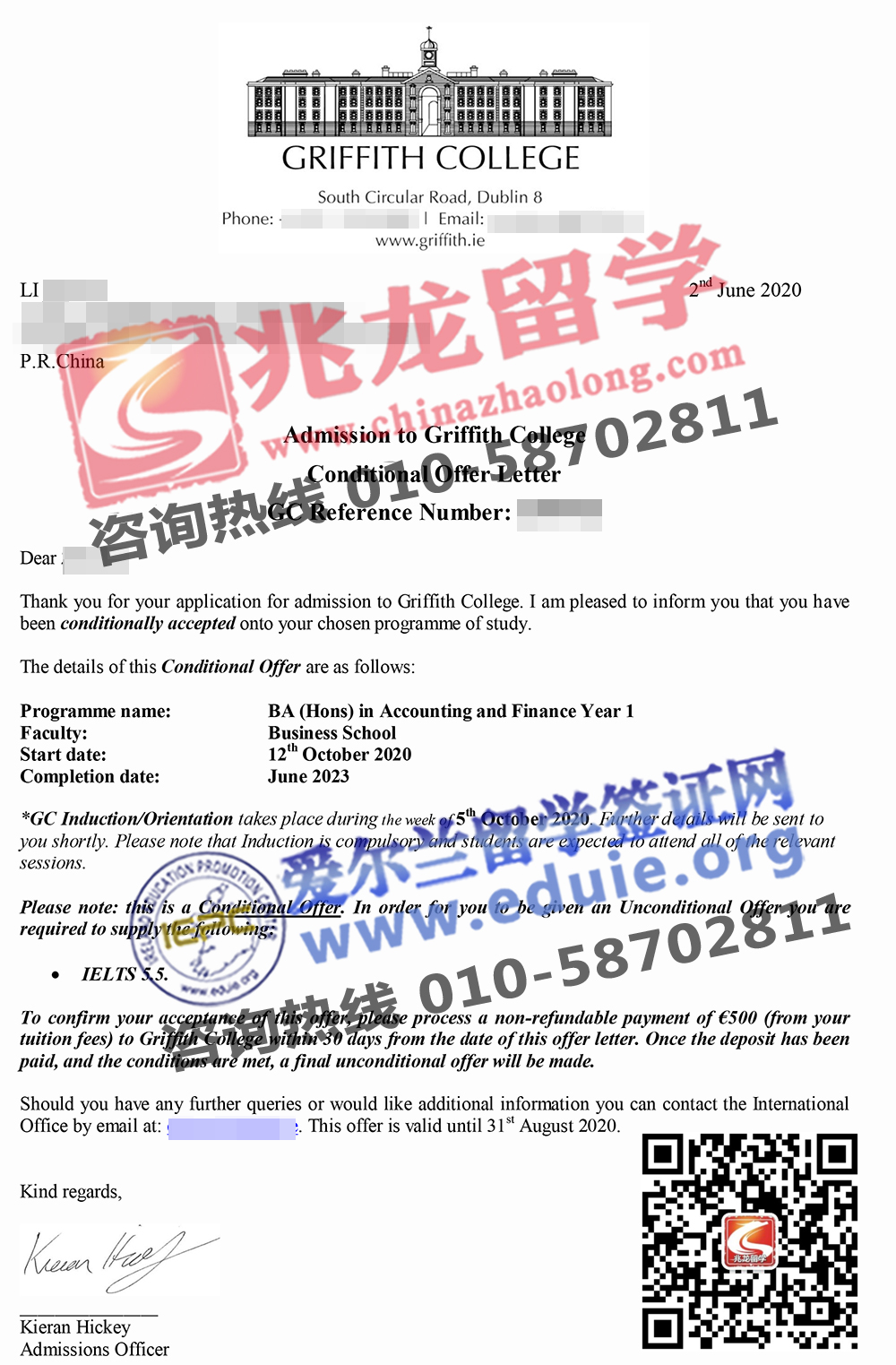 李zerong格里菲斯大学会计与金融本科Offer-北京兆龙留学.jpg
